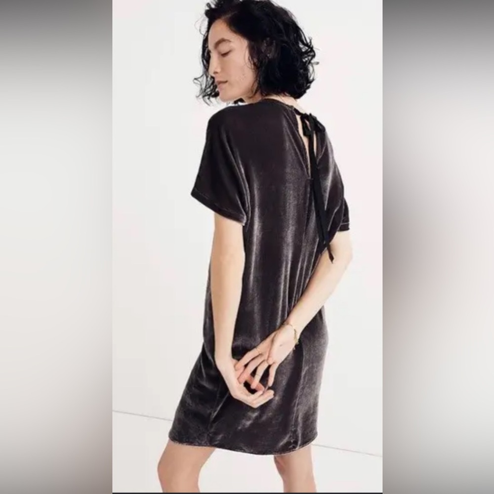 Madewell Velvet Bow Back Tee Dress